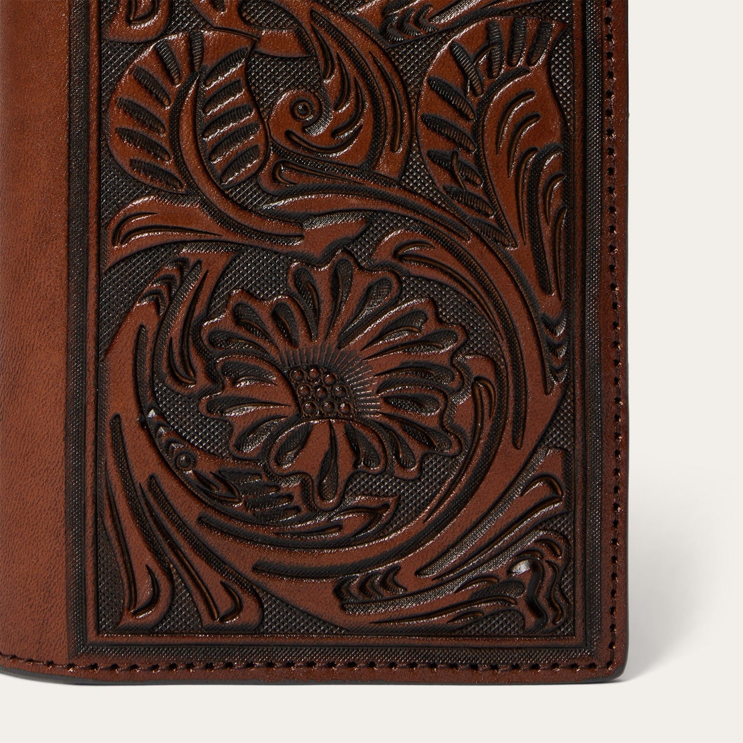 Tooled Checkbook | Stetson Brown