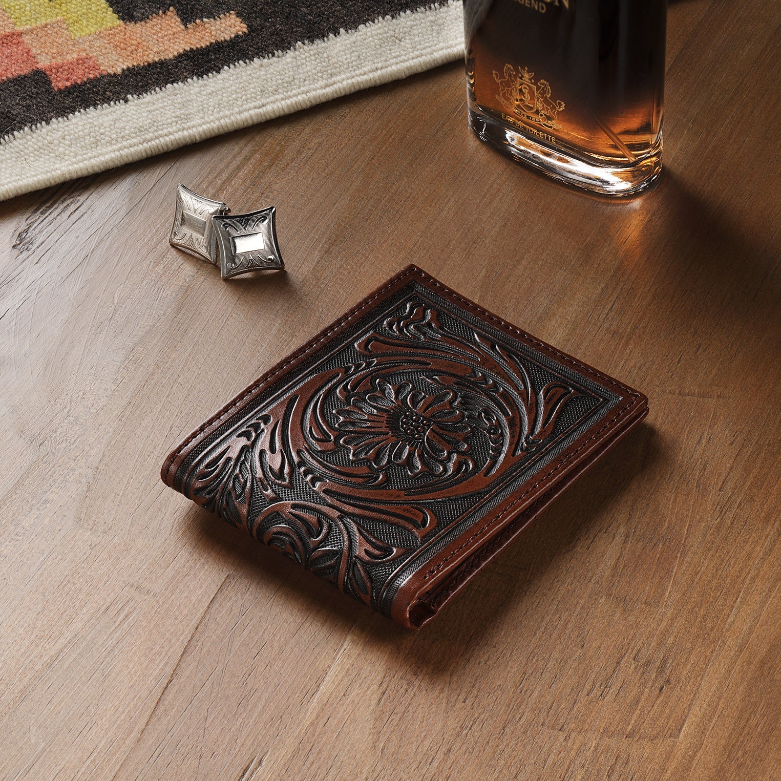 Tooled Bi-Fold Wallet | Stetson Brown