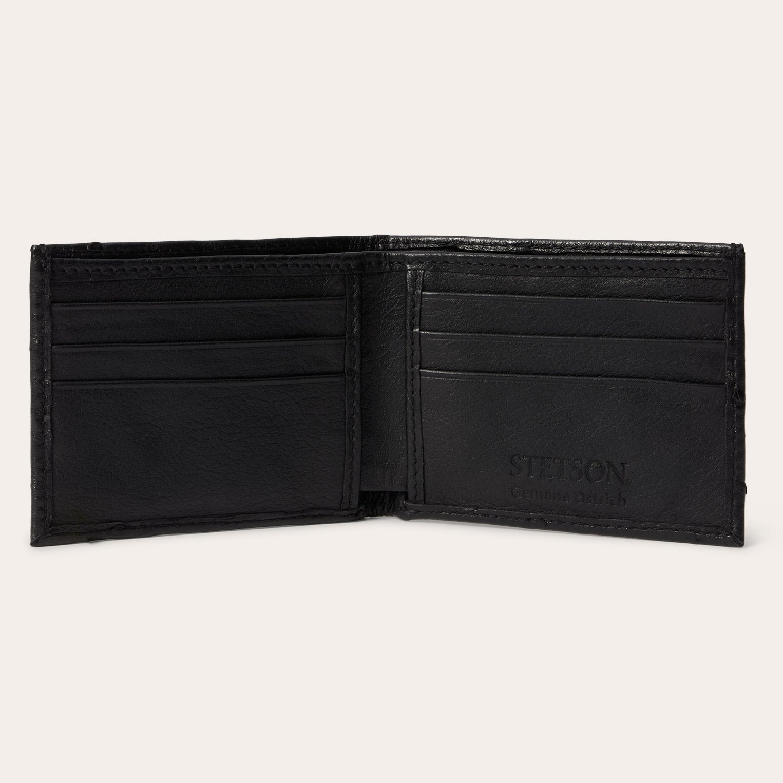 Ostrich Bi-Fold Wallet | Stetson Black Classic
