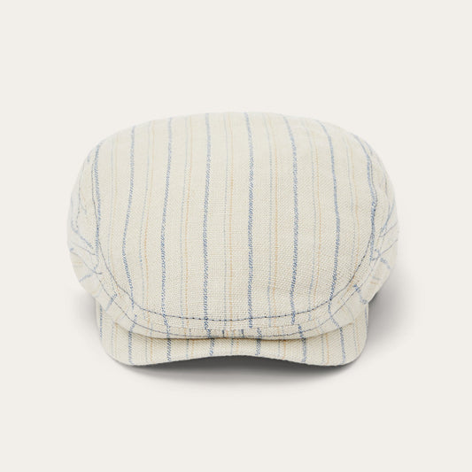 Striped Linen Driver Cap | Stetson Off White With Stripes