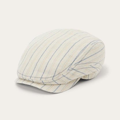 Striped Linen Driver Cap | Stetson Off White With Stripes