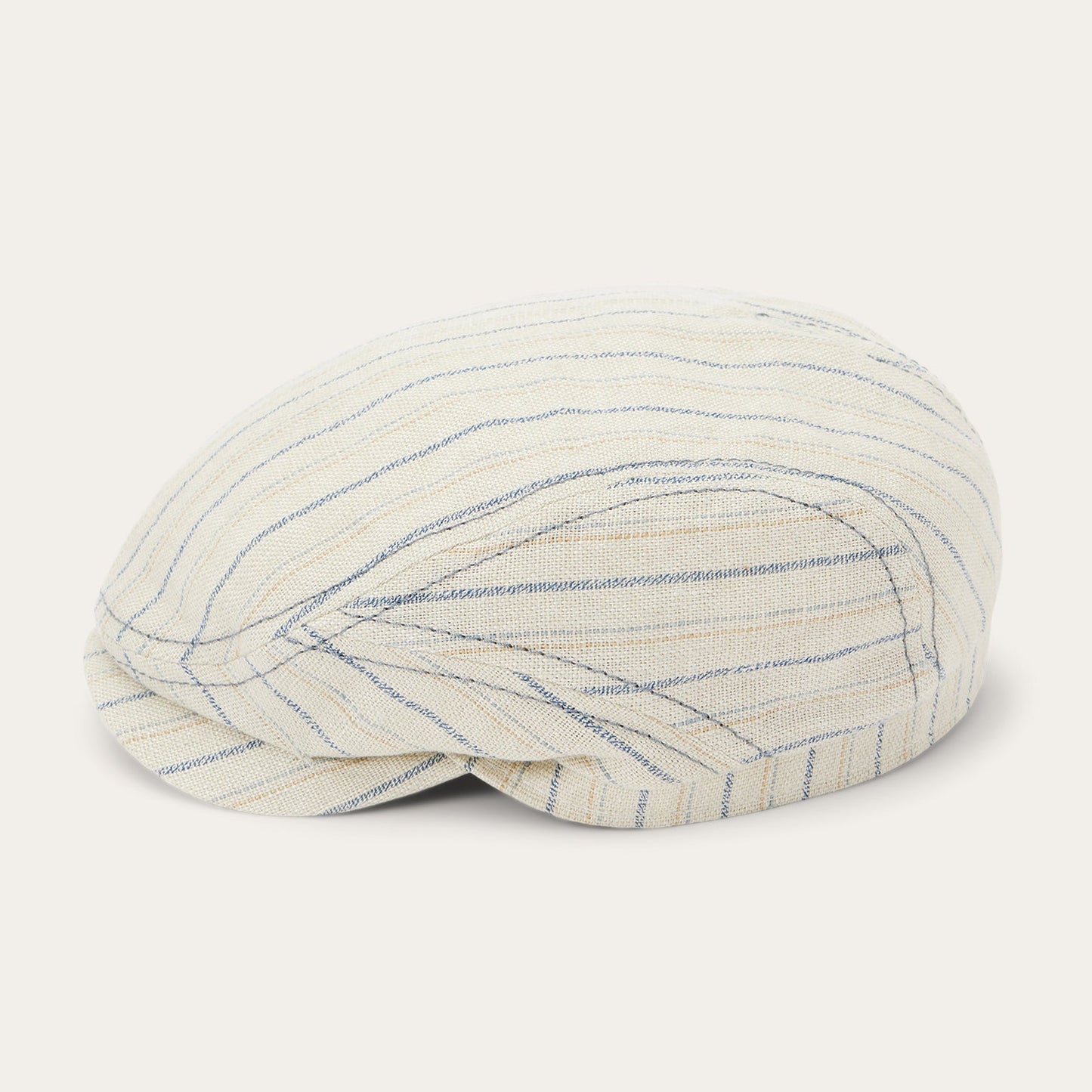 Striped Linen Driver Cap | Stetson Off White With Stripes