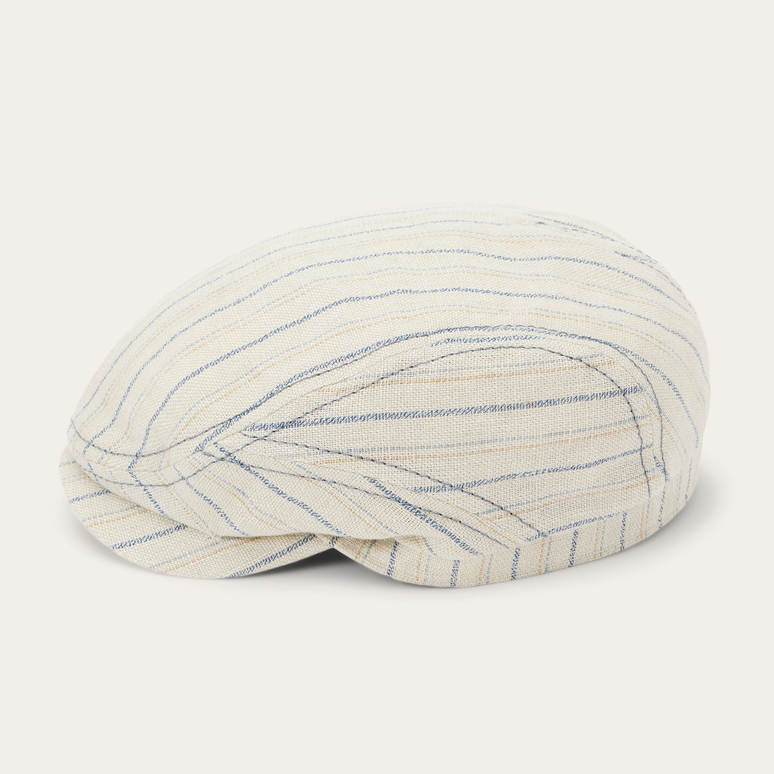 Striped Linen Driver Cap | Stetson Off White With Stripes