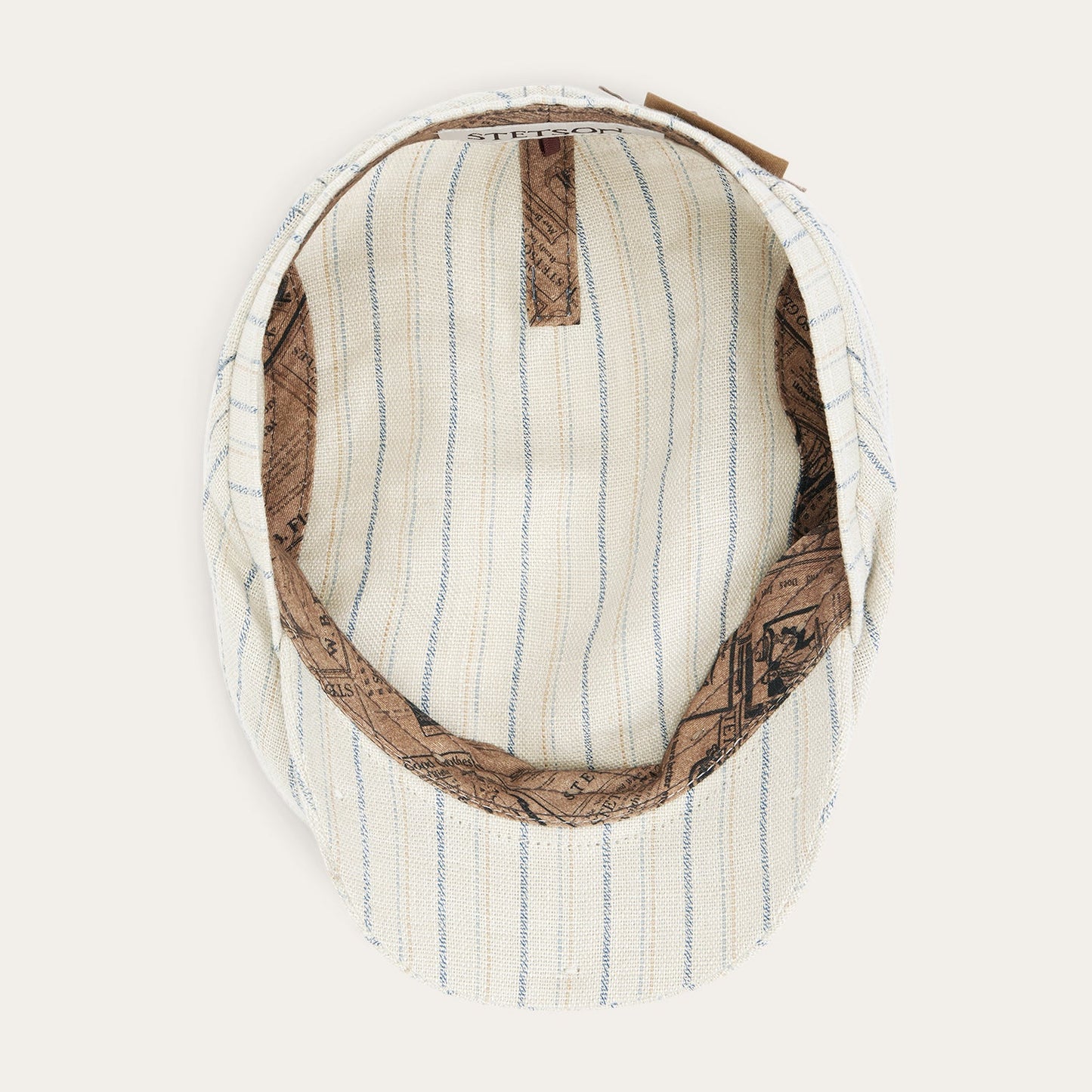 Striped Linen Driver Cap | Stetson Off White With Stripes
