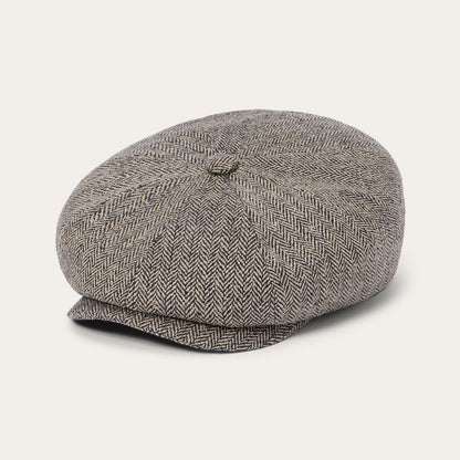 Herringbone Silk Hatteras | Stetson Black/Brown Herringbone