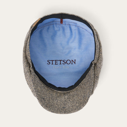 Herringbone Silk Hatteras | Stetson Black/Brown Herringbone