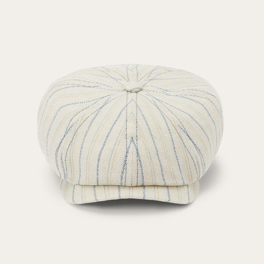 Striped Linen Hatteras | Stetson Off White With Stripes