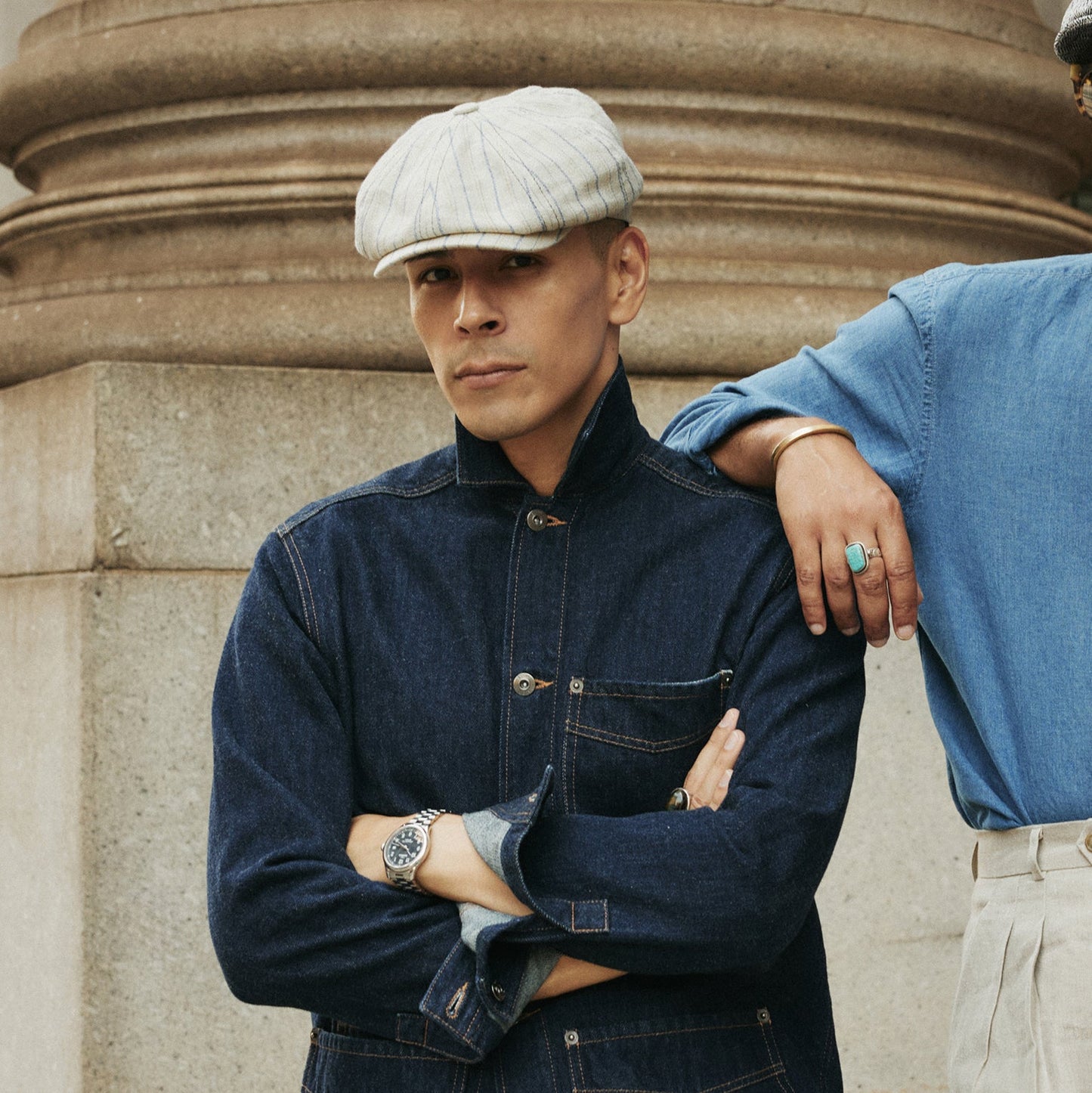 Striped Linen Hatteras | Stetson Off White With Stripes