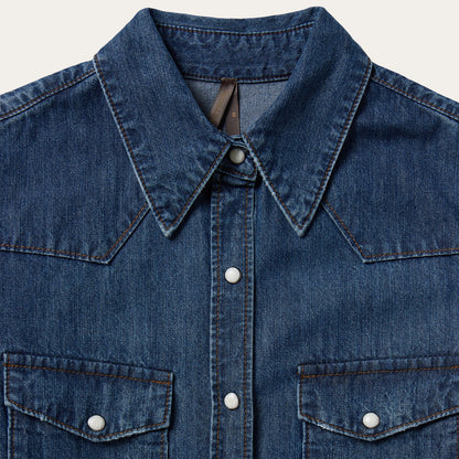 Dark Denim Snap Western Shirt | Stetson Blue