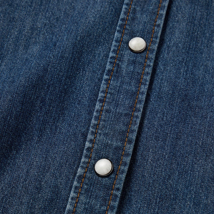 Dark Denim Snap Western Shirt | Stetson Blue