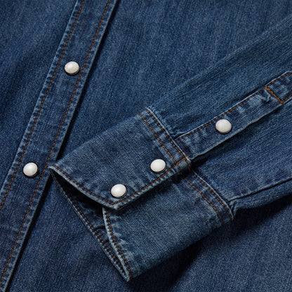 Dark Denim Snap Western Shirt | Stetson Blue