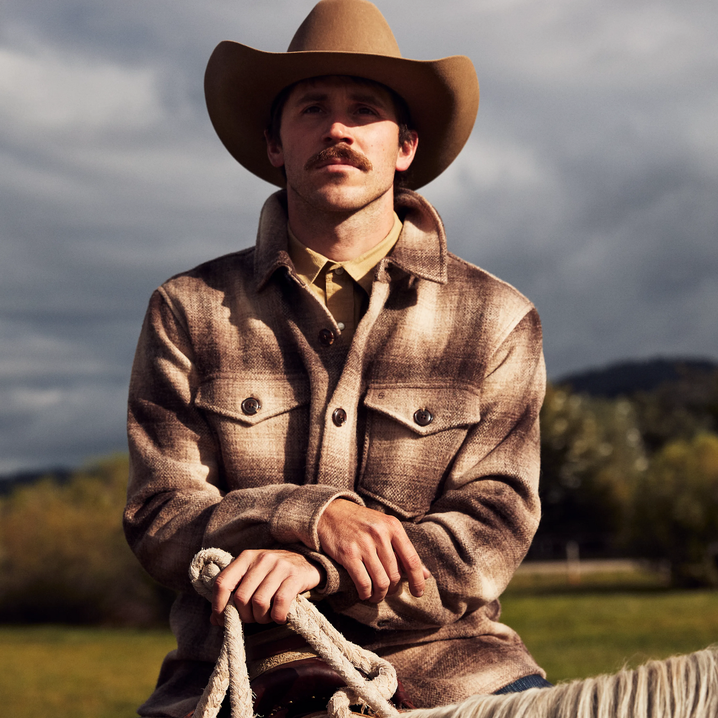 Wool Plaid Shirt Jacket | Stetson Brown