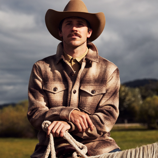 Wool Plaid Shirt Jacket | Stetson Brown
