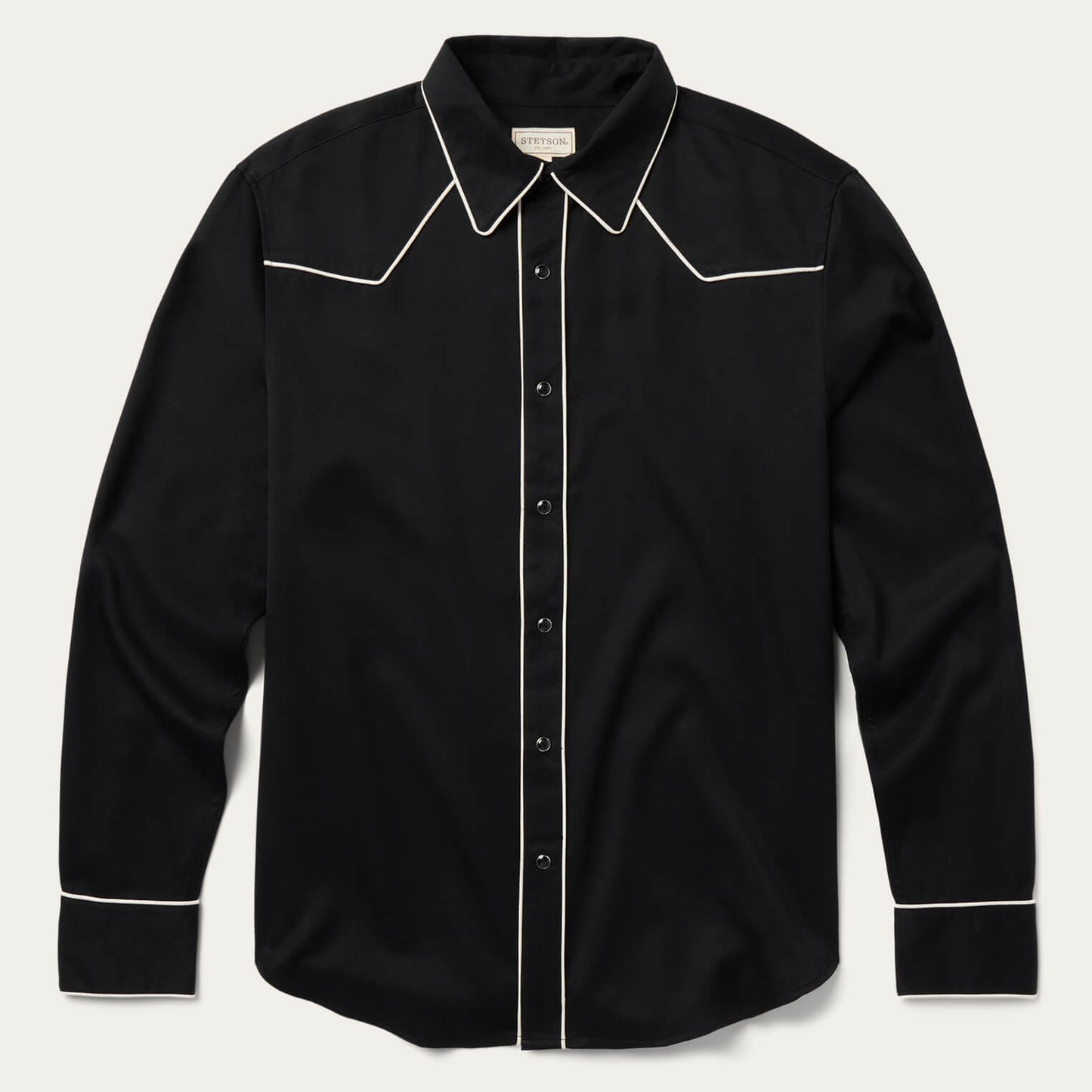 Vintage Piped Western Shirt | Stetson Black
