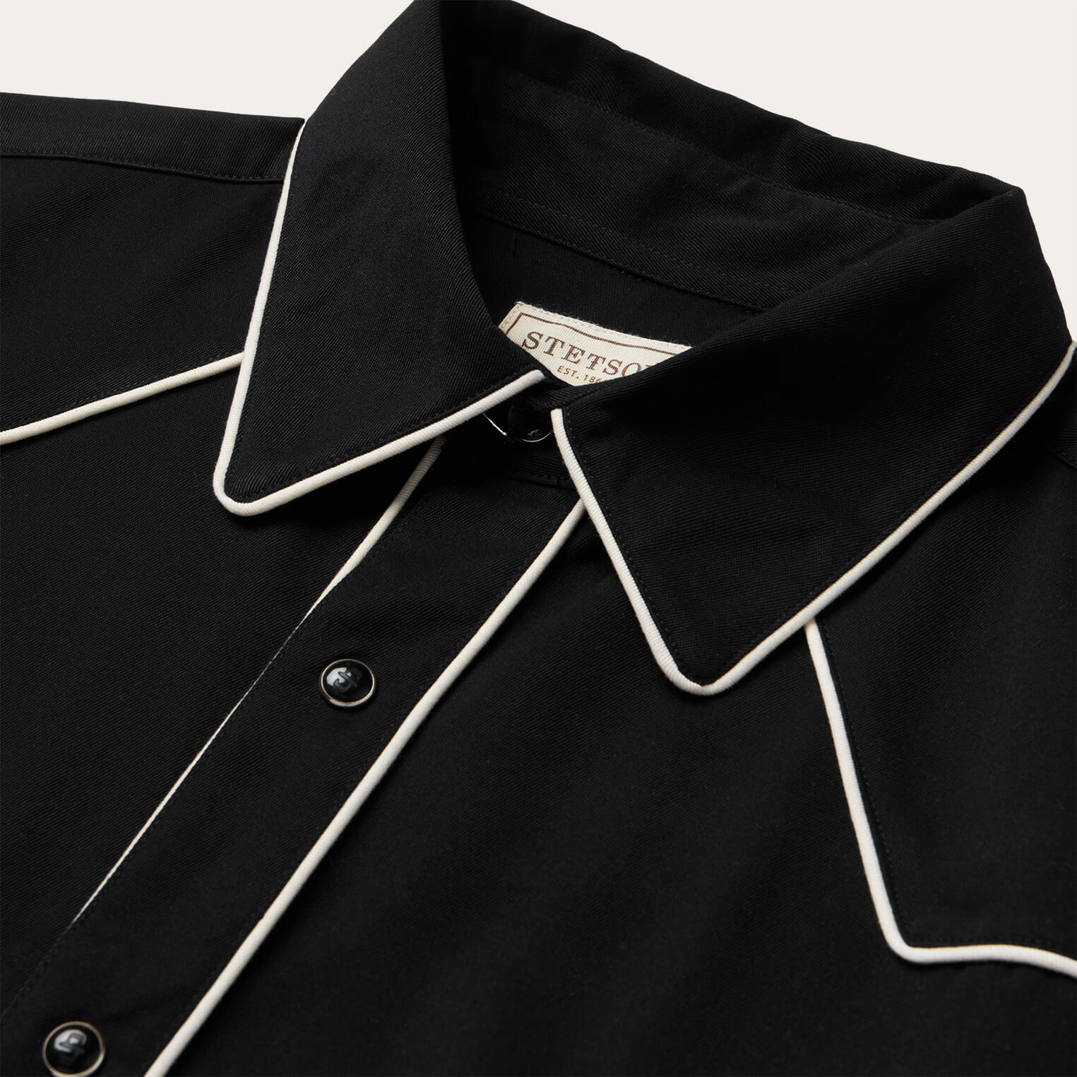 Vintage Piped Western Shirt | Stetson Black