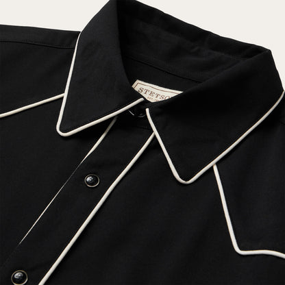 Vintage Piped Western Shirt | Stetson Black