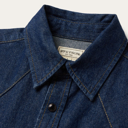Boot Stitch Raw Denim Shirt | Stetson Blue