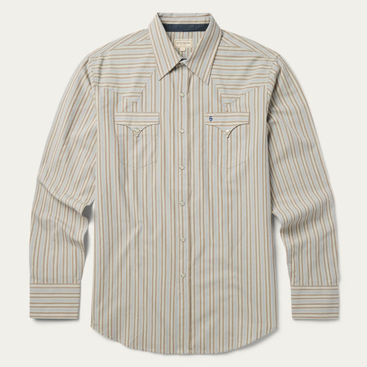 Ticking Stripe Western Shirt | Stetson Brown
