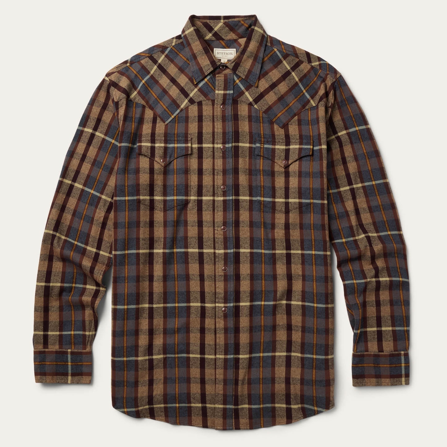 Brushed Flannel Western Shirt | Stetson Brown