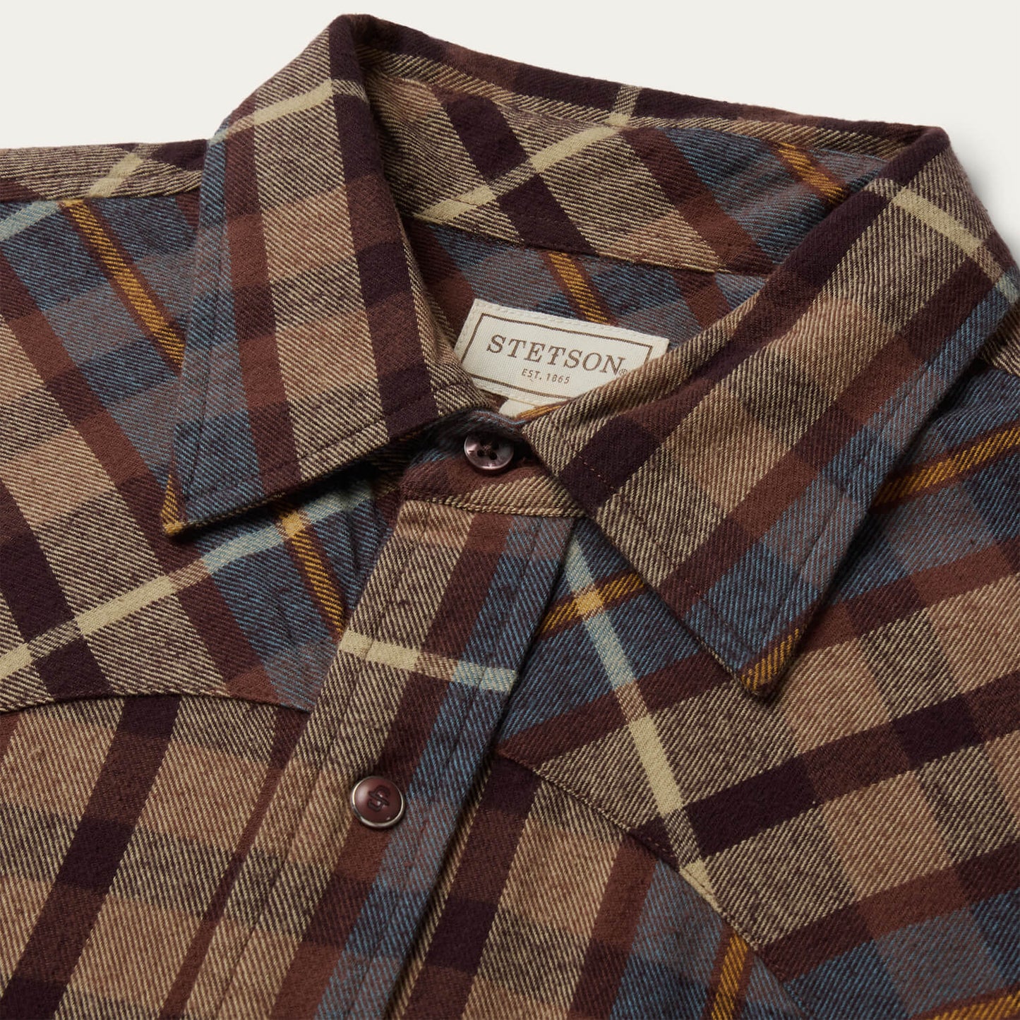 Brushed Flannel Western Shirt | Stetson Brown