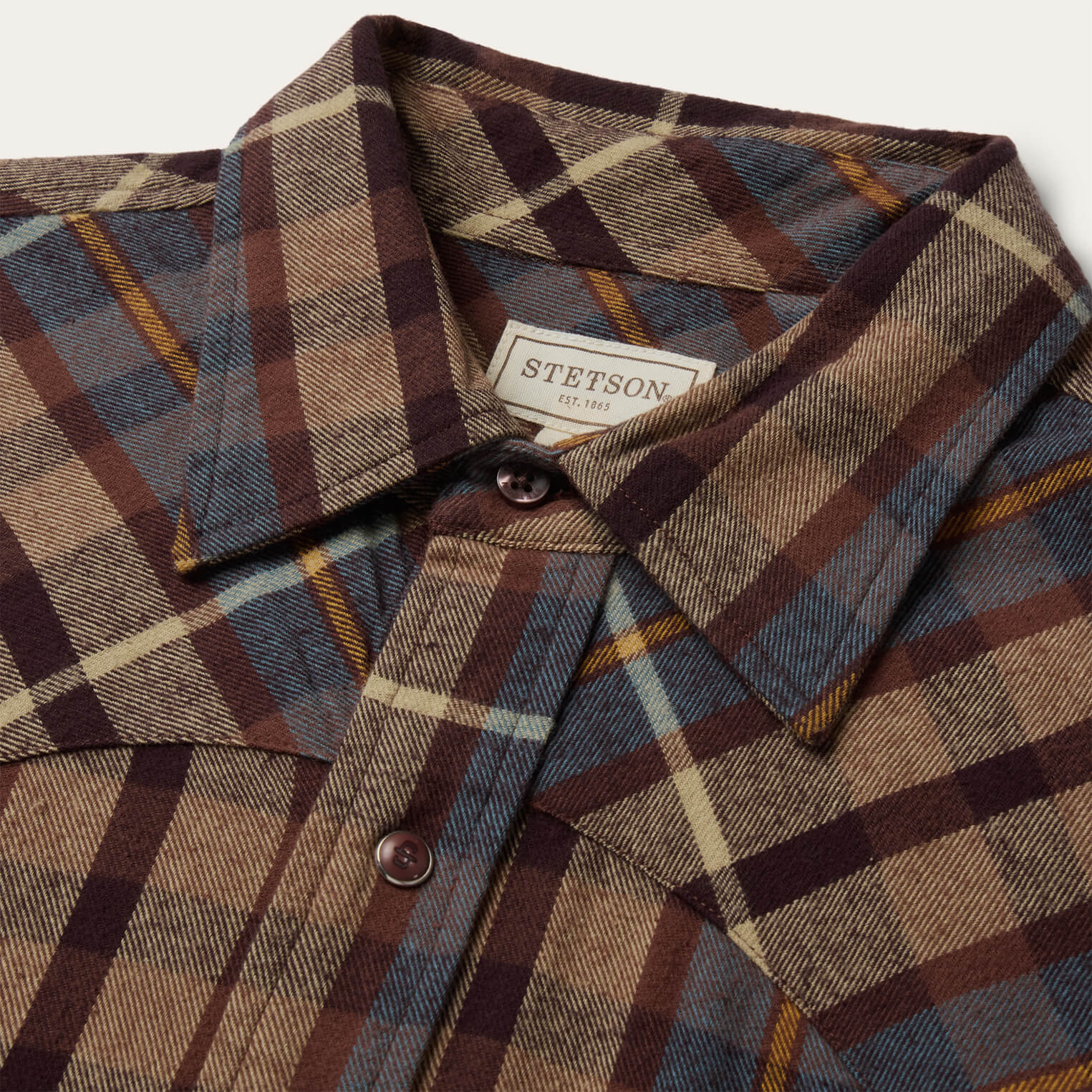 Brushed Flannel Western Shirt | Stetson Brown