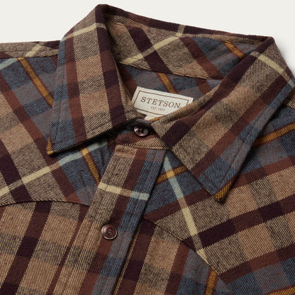 Brushed Flannel Western Shirt | Stetson Brown