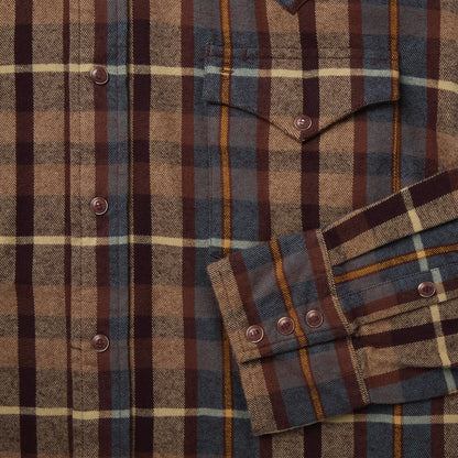 Brushed Flannel Western Shirt | Stetson Brown