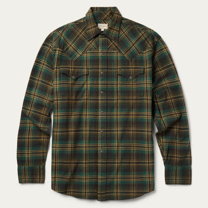 Brushed Flannel Western Shirt | Stetson Green