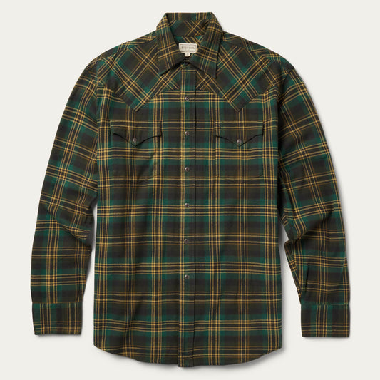 Brushed Flannel Western Shirt | Stetson Green