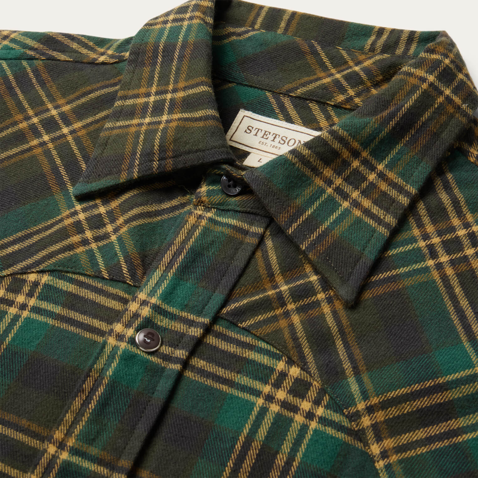 Brushed Flannel Western Shirt | Stetson Green