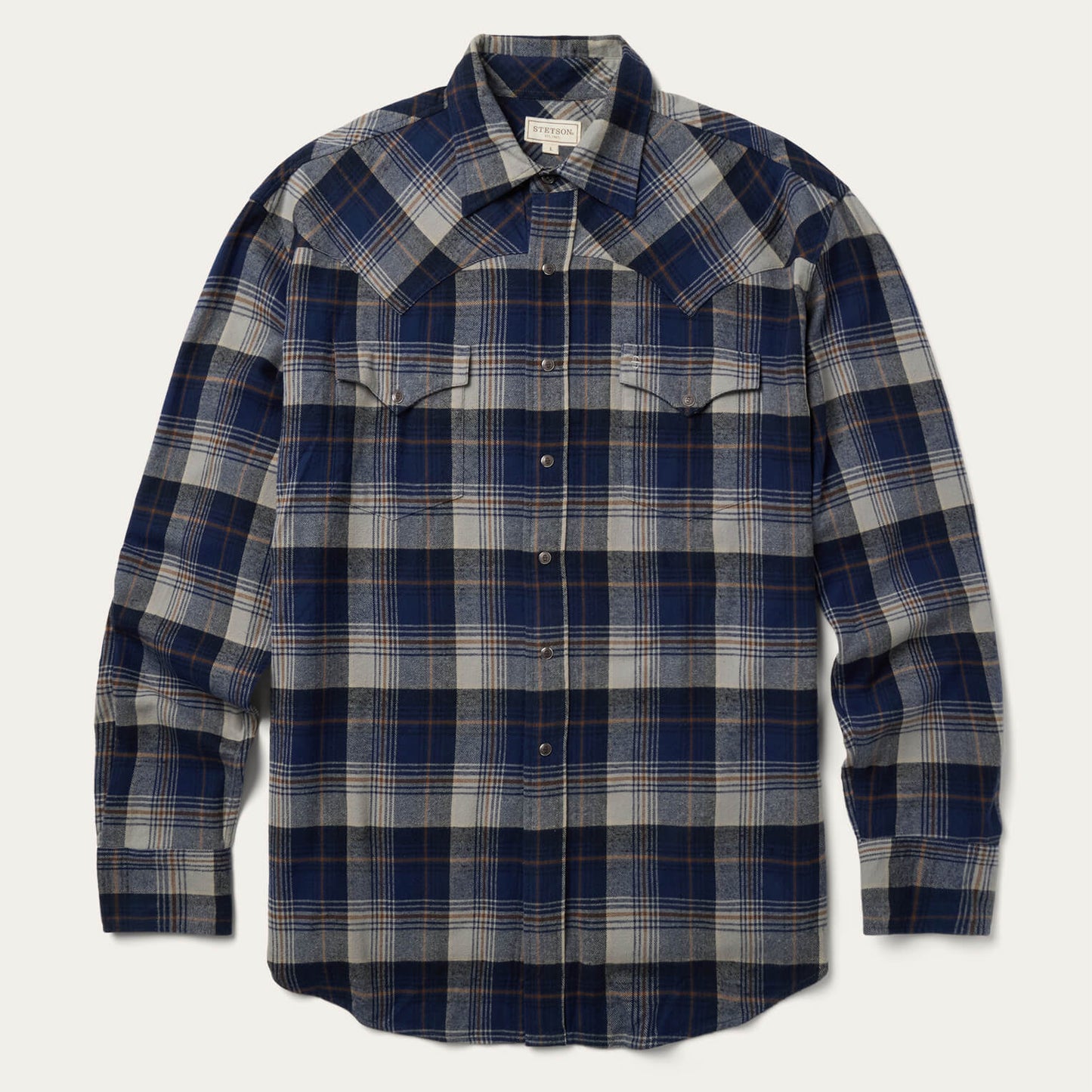 Brushed Flannel Western Shirt | Stetson Blue