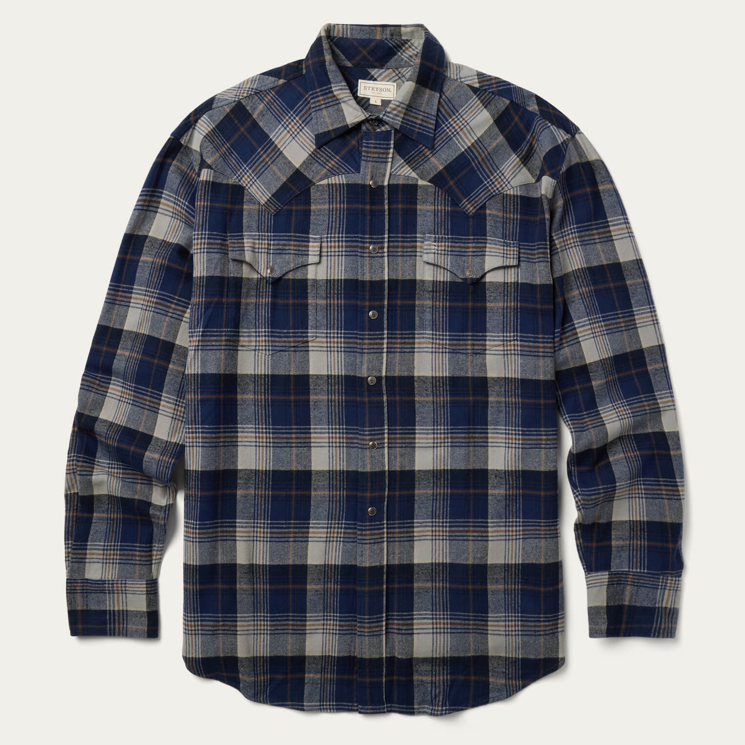 Brushed Flannel Western Shirt | Stetson Blue