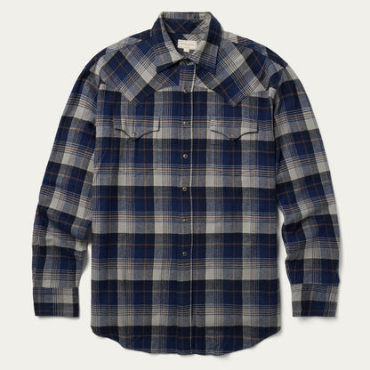 Brushed Flannel Western Shirt | Stetson Blue