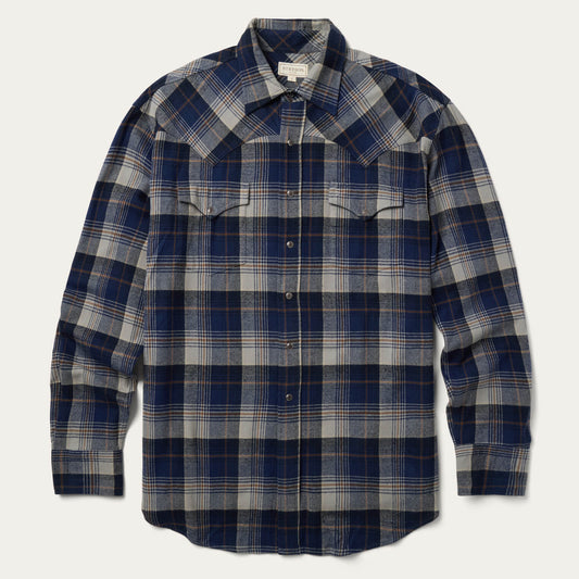 Brushed Flannel Western Shirt | Stetson Blue