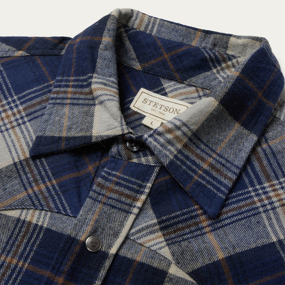 Brushed Flannel Western Shirt | Stetson Blue