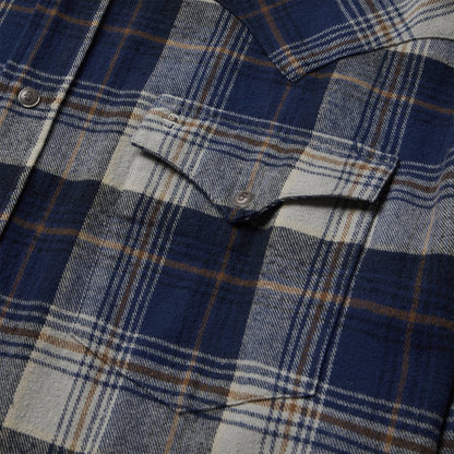 Brushed Flannel Western Shirt | Stetson Blue