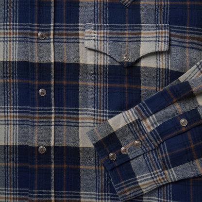 Brushed Flannel Western Shirt | Stetson Blue
