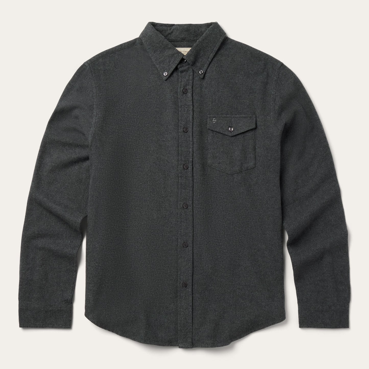 Heathered Flannel Button-Down Shirt | Stetson Grey