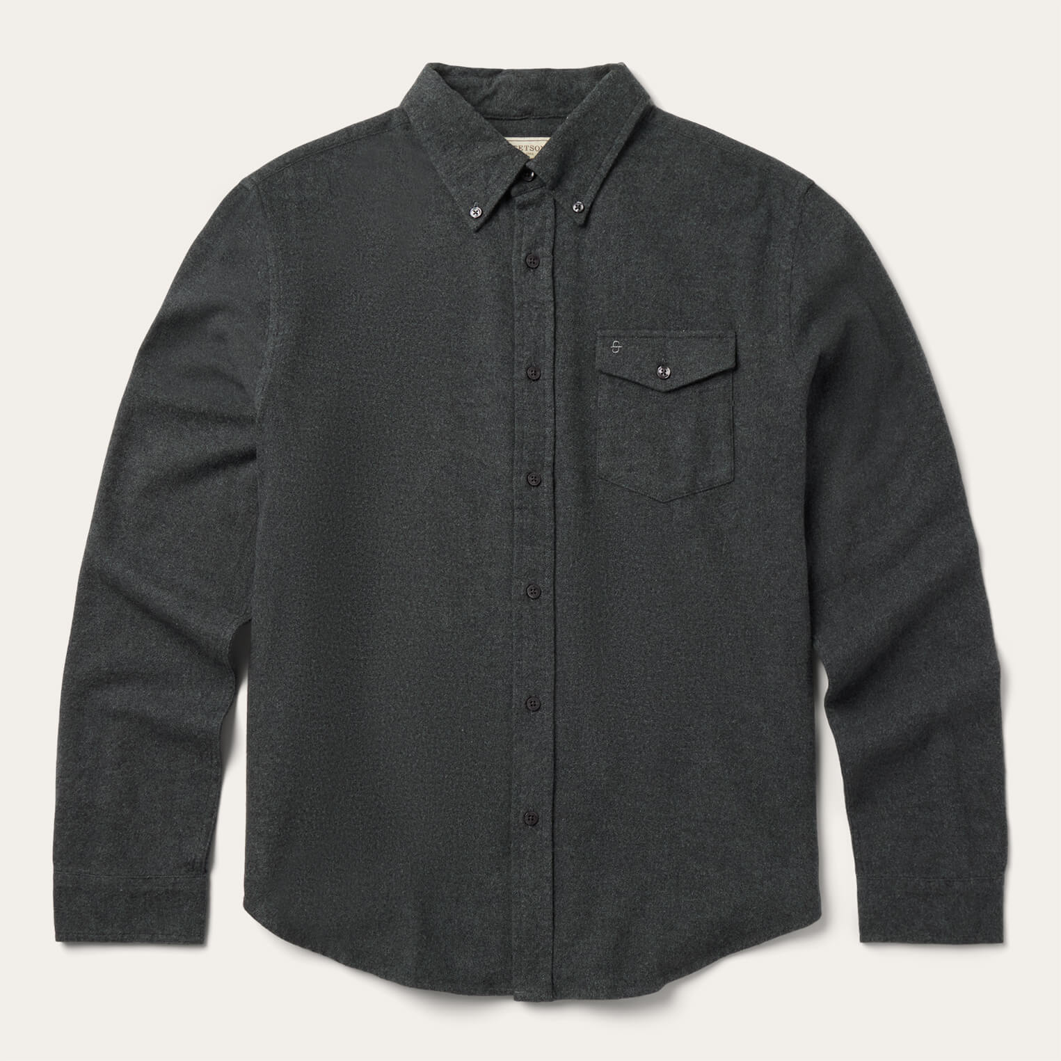 Heathered Flannel Button-Down Shirt | Stetson Grey