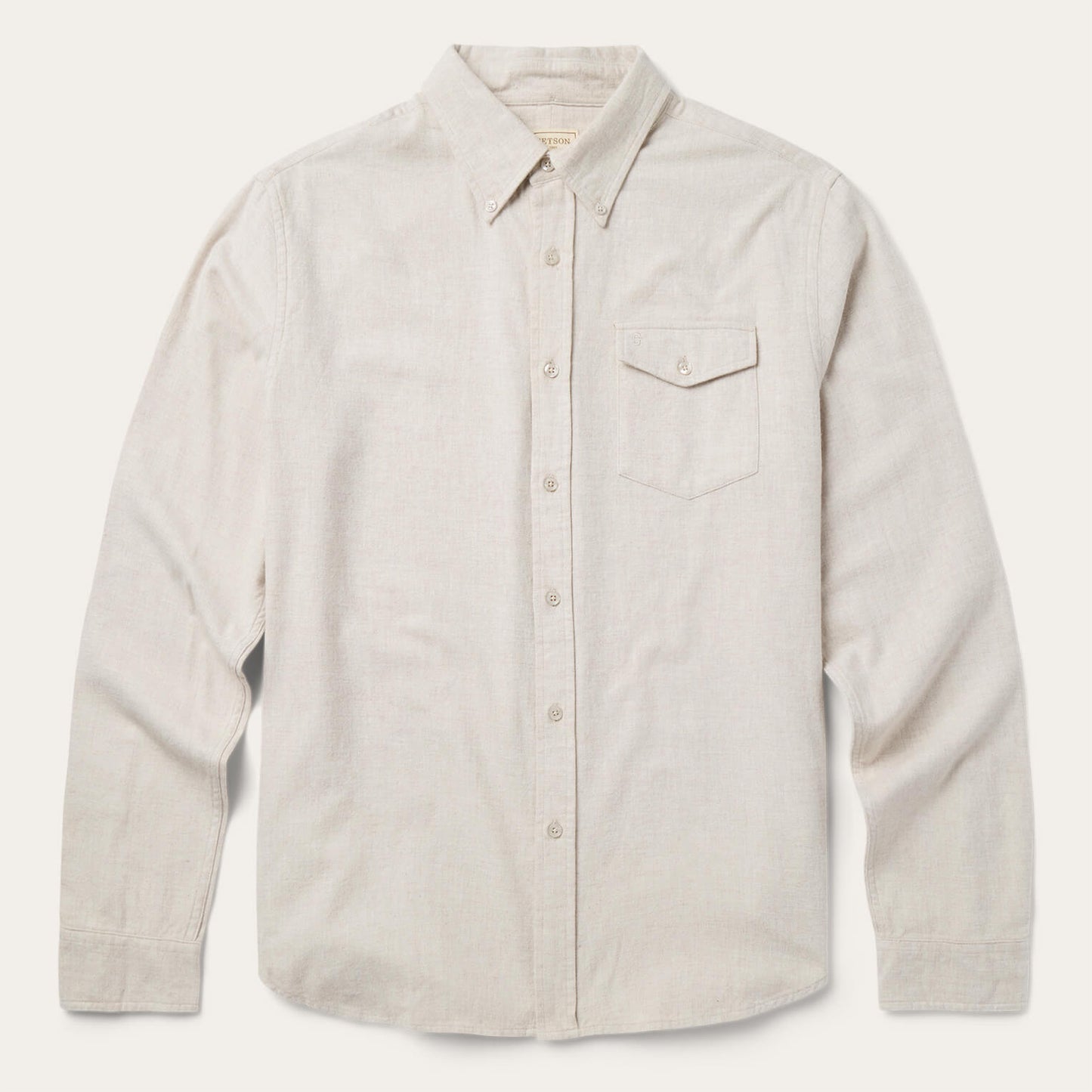 Heathered Flannel Button-Down Shirt | Stetson White