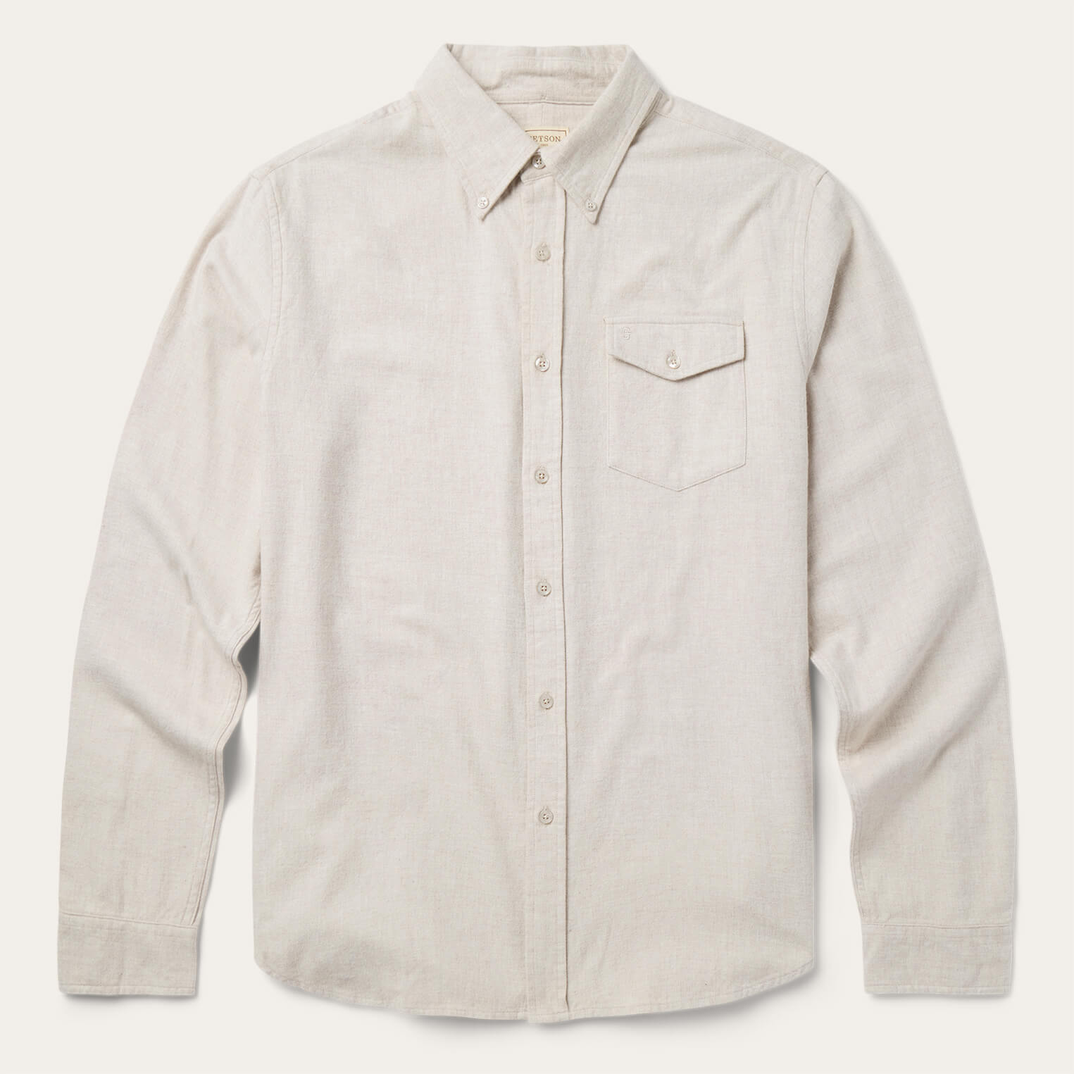Heathered Flannel Button-Down Shirt | Stetson White