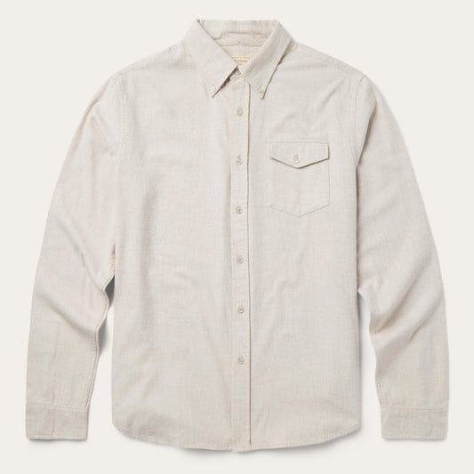 Heathered Flannel Button-Down Shirt | Stetson White
