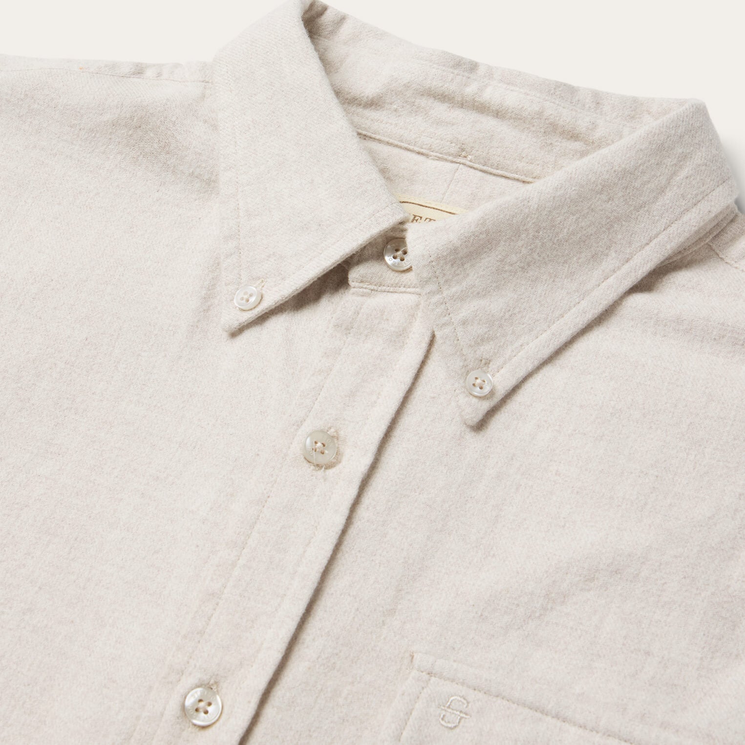 Heathered Flannel Button-Down Shirt | Stetson White
