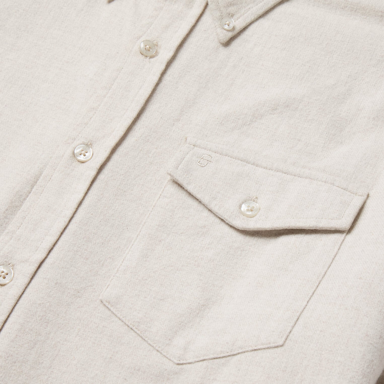 Heathered Flannel Button-Down Shirt | Stetson White