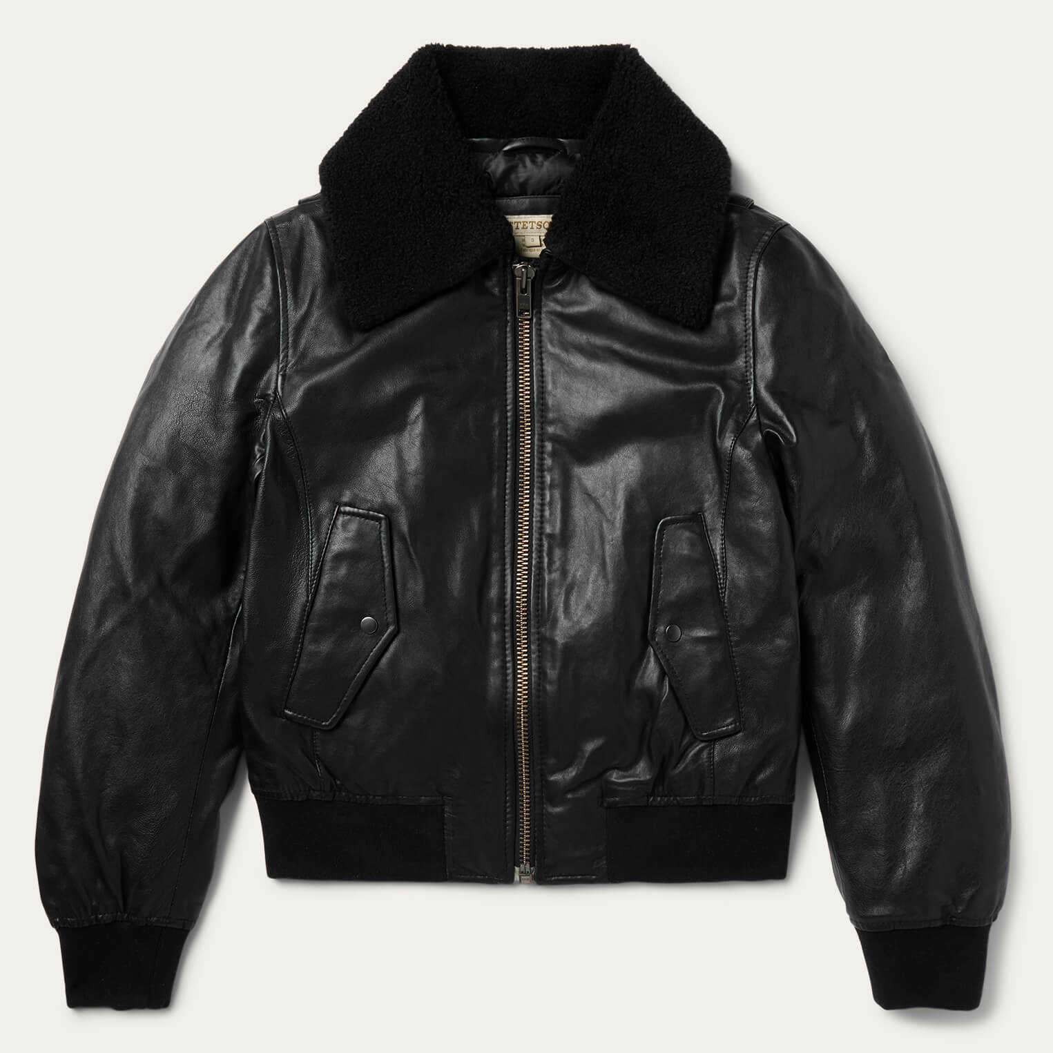 Leather Bomber Jacket | Stetson Black