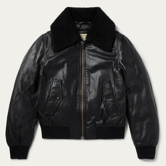 Leather Bomber Jacket | Stetson Black