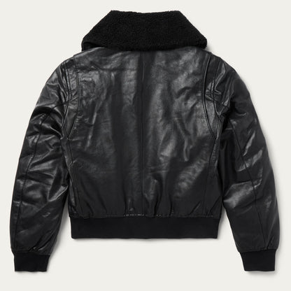 Leather Bomber Jacket | Stetson Black
