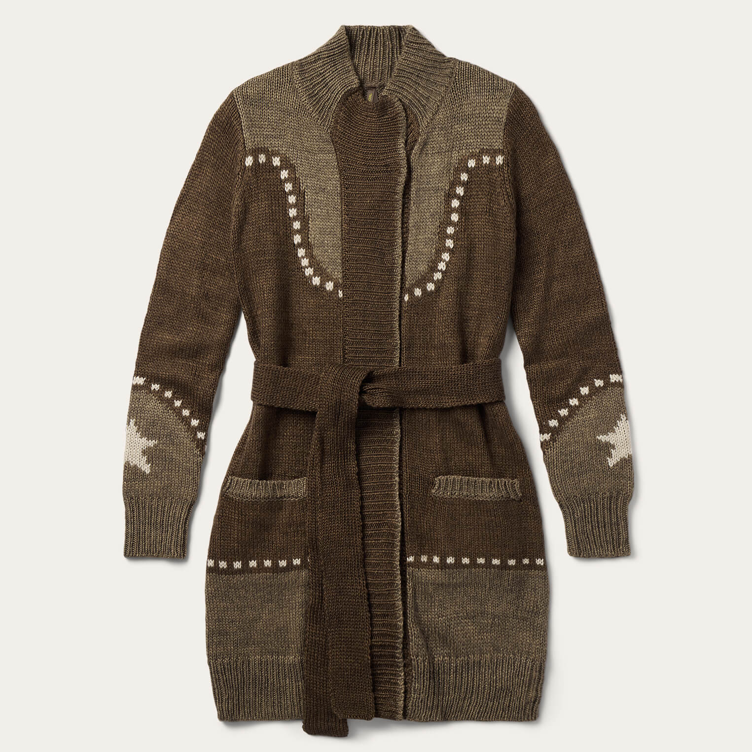 Steer & Star Belted Cardigan | Stetson Brown