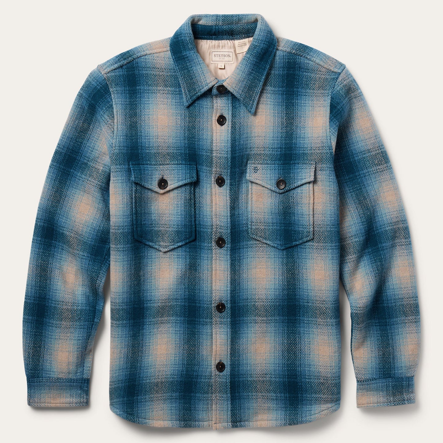 Wool Plaid Shirt Jacket | Stetson Blue