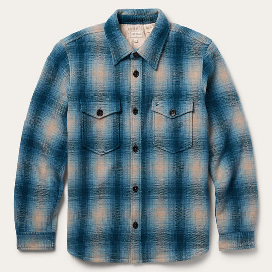 Wool Plaid Shirt Jacket | Stetson Blue